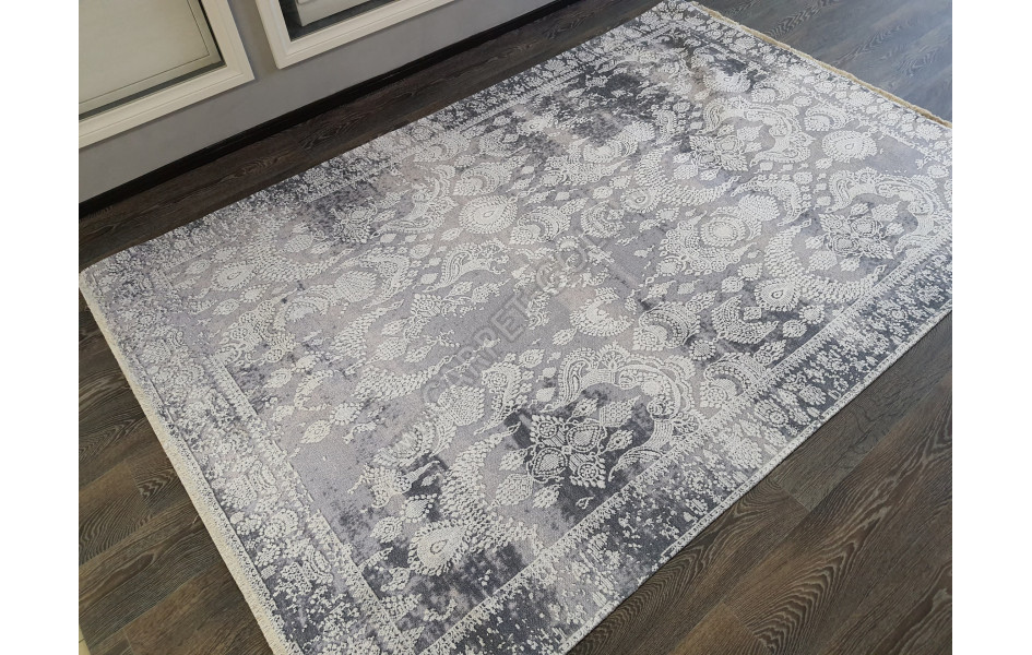 Безворсовый ковер лофт дизайн BANCO P1055 GREY-WHITE