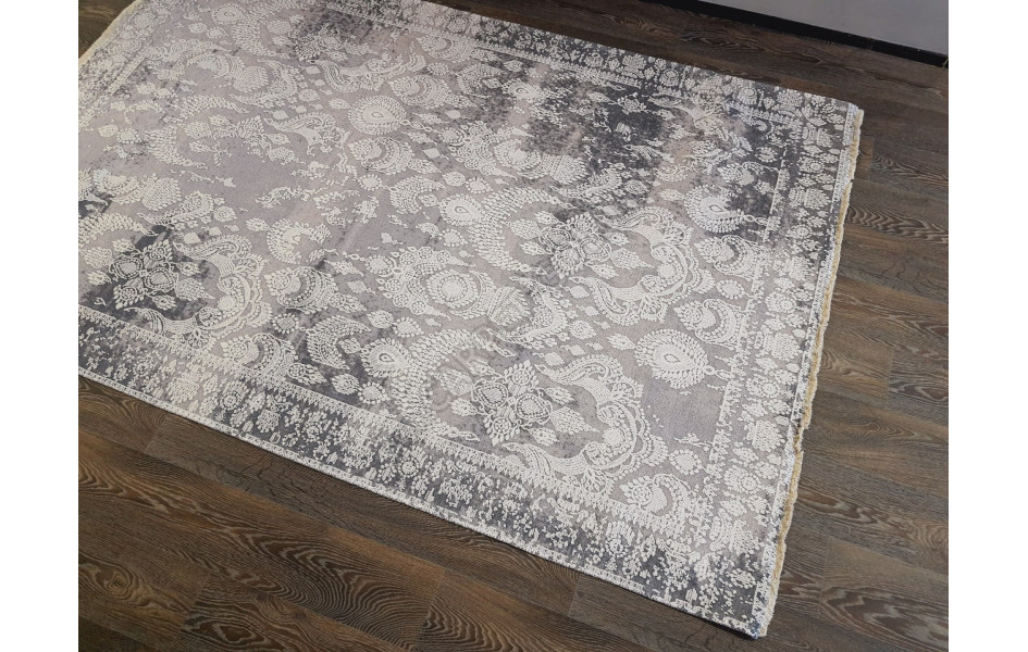 Безворсовый ковер лофт дизайн BANCO P1055 GREY-WHITE